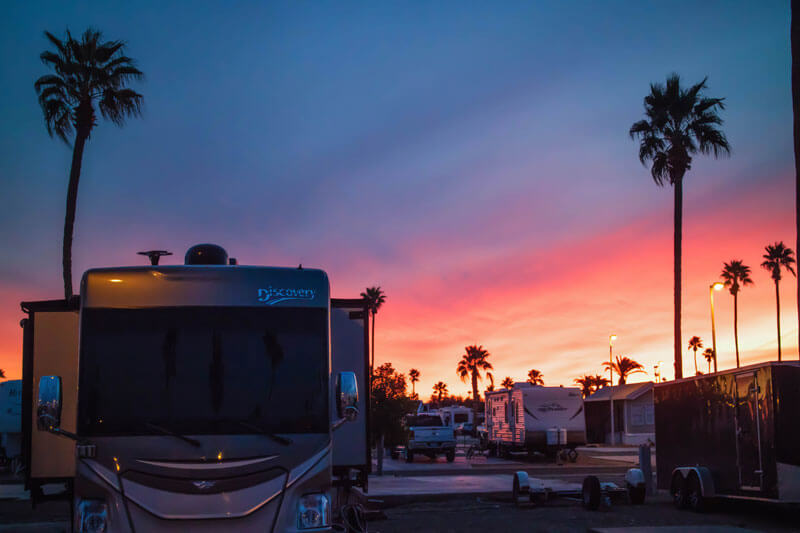 RV Windows sunset view